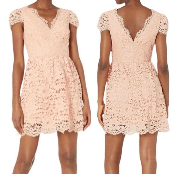 ERIN by Erin Fetherston Peach Alicia Floral Lace Fit Flare Mini Dress Sz 4 - Picture 14 of 14